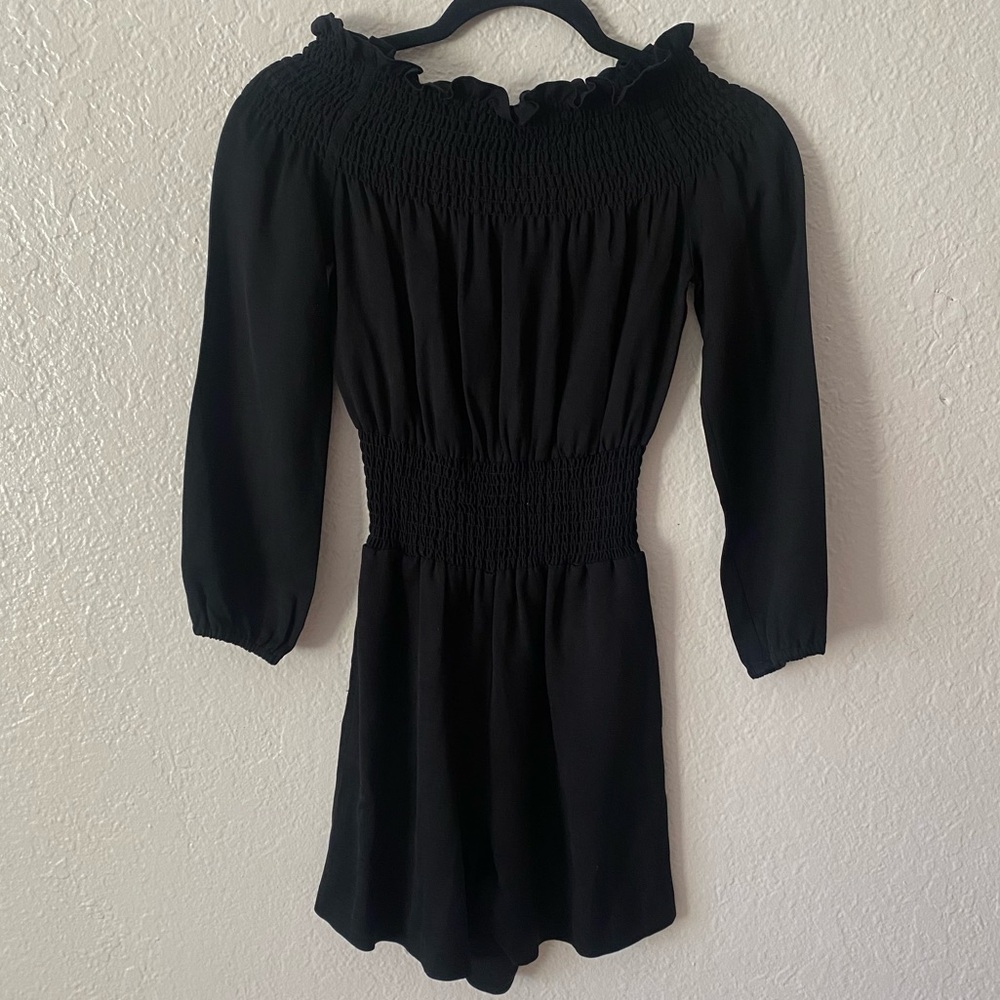 Maje Ilanda Off-The-Shoulder Romper Size 36 Black Linen Viscose Blend Casual - Picture 6 of 12